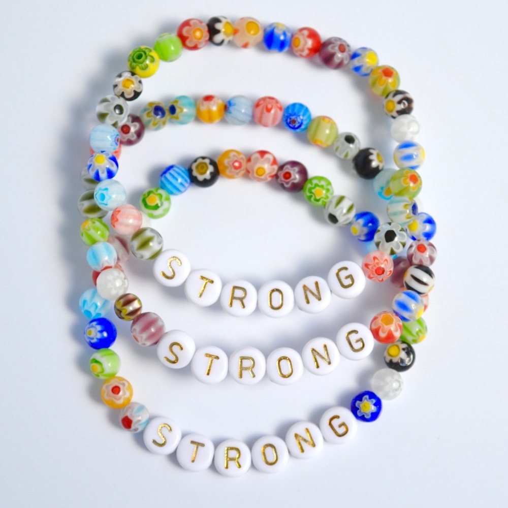 Adult & Child "Strong" Motivation Beaded Bracelet